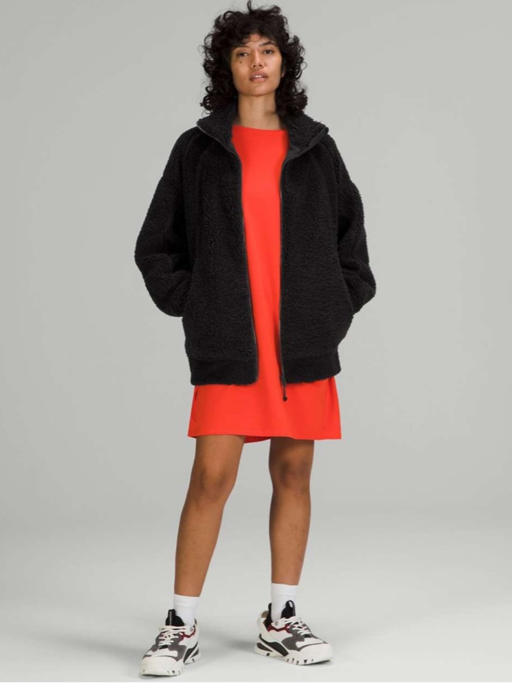 Lululemon Long Textured Fleece Jacket in Black Size 2 - Picture 5 of 10